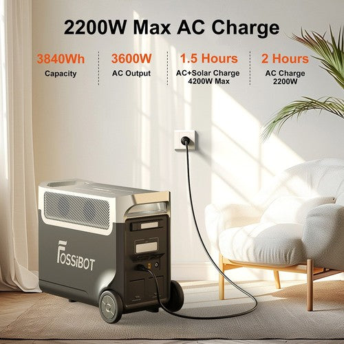 FOSSiBOT F3600 Pro Portable Power Station, 3840Wh LiFePO4 Battery, Max. 11520Wh Expansion, 3600W FOSSiBOT F3600 Pro Portable Power Station, 3840Wh LiFePO4 Battery, Max. 11520Wh Expansion, 3600W